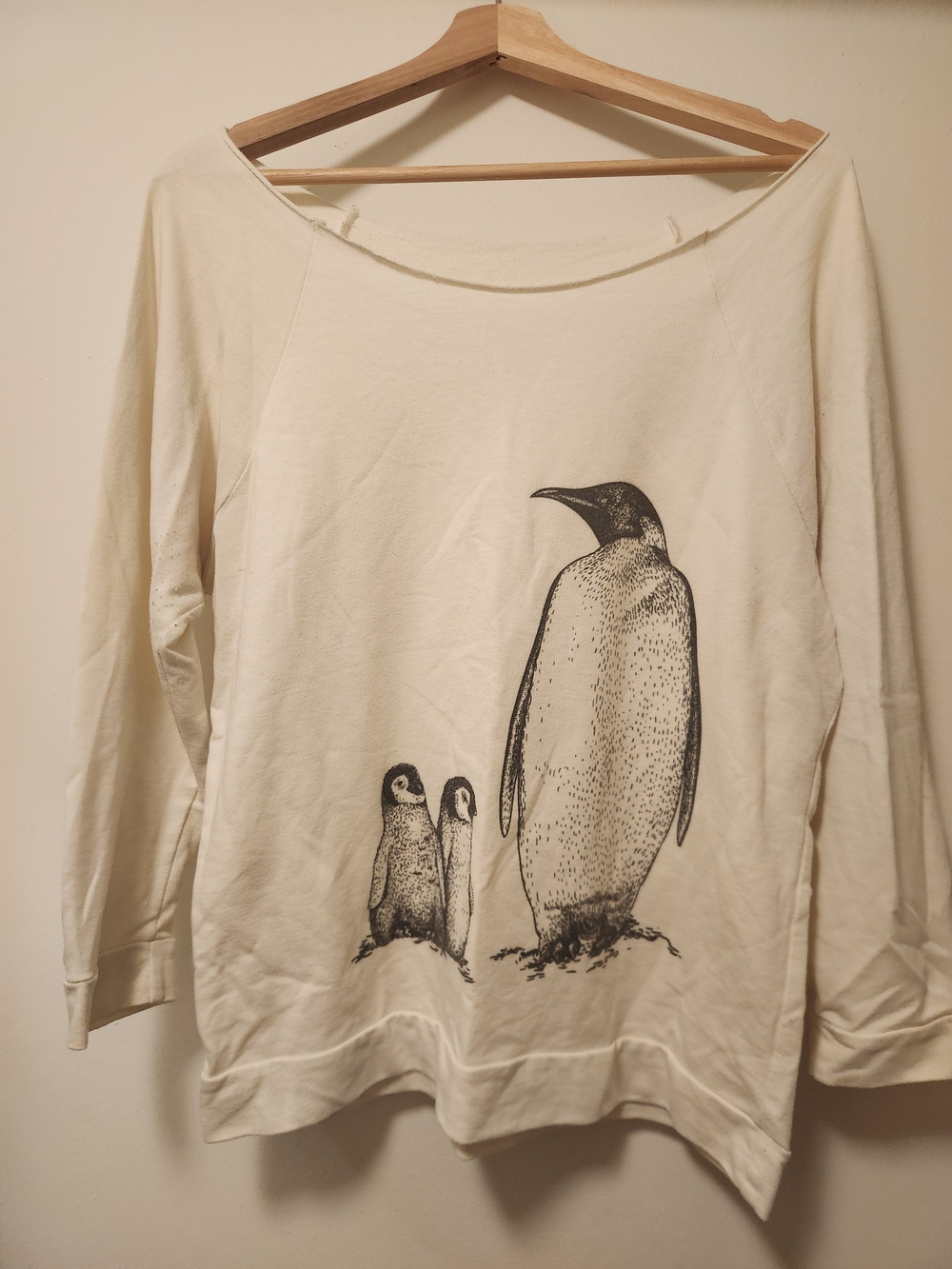 Cream Penguin Graphic Pullover